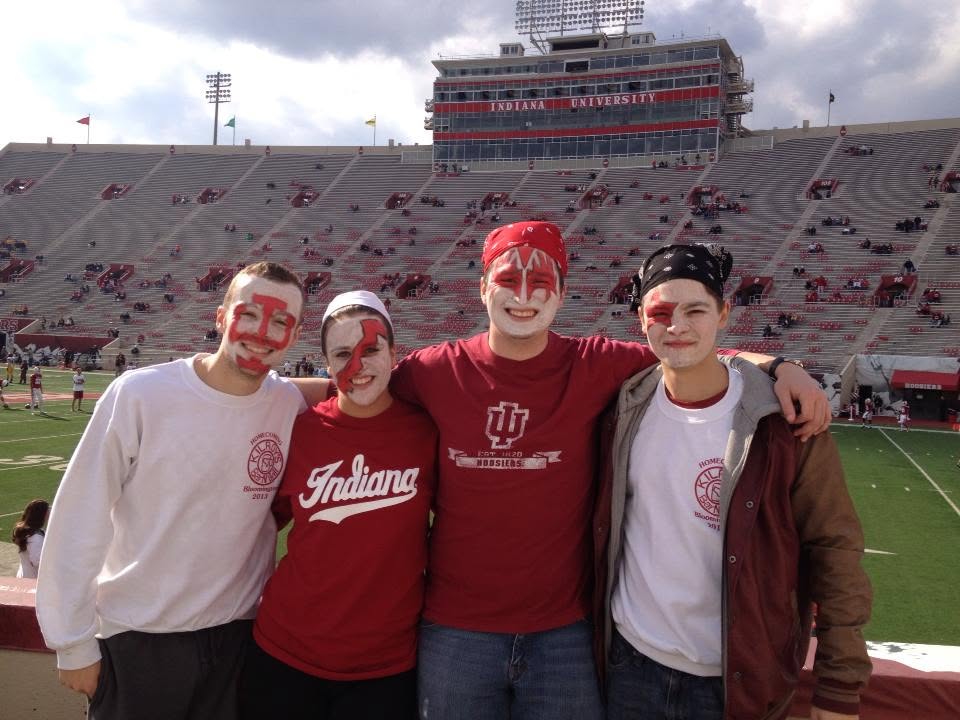 Andrew and friends at an Indiana University football game